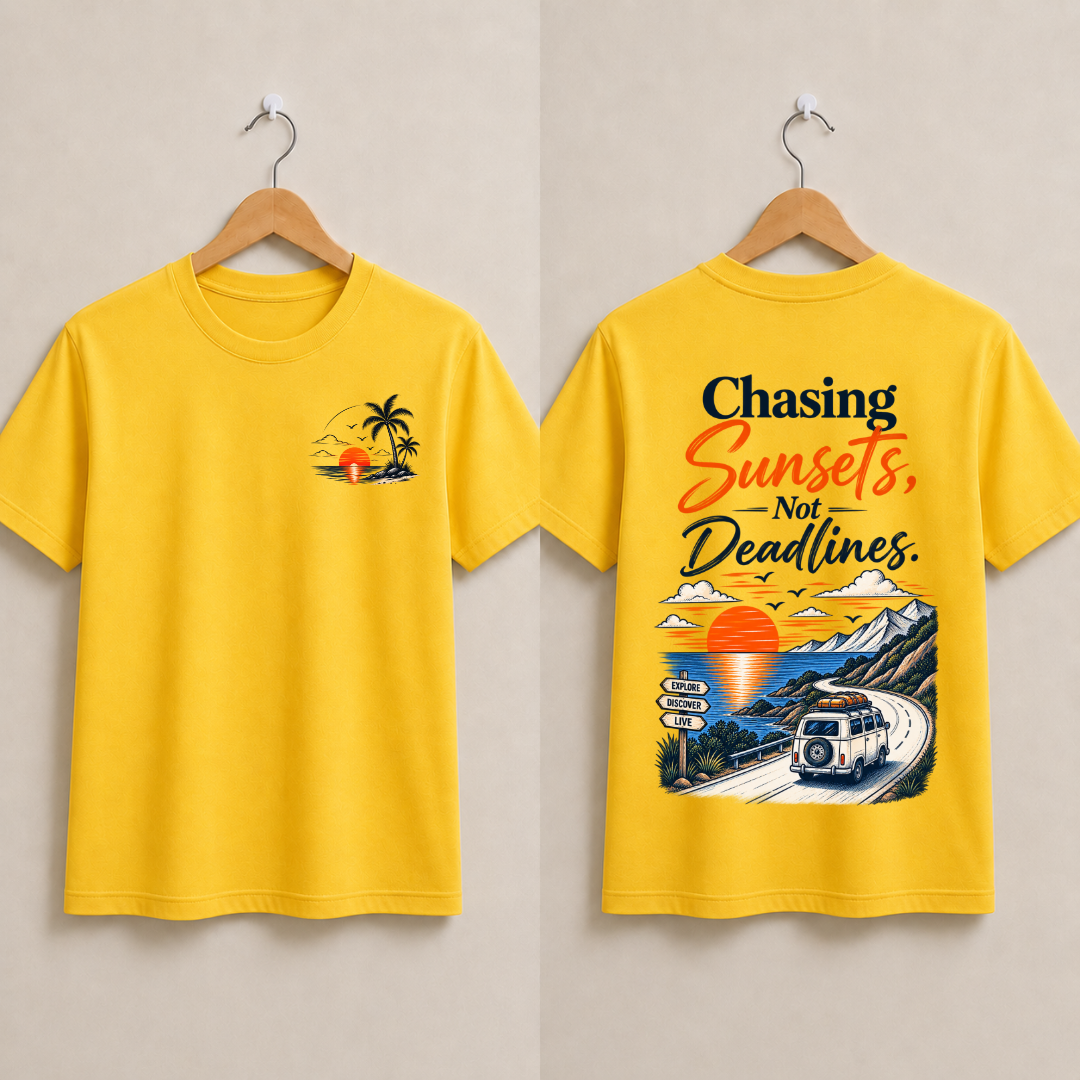 Chasing Sunsets Not Deadlines Half Sleeve T-Shirt