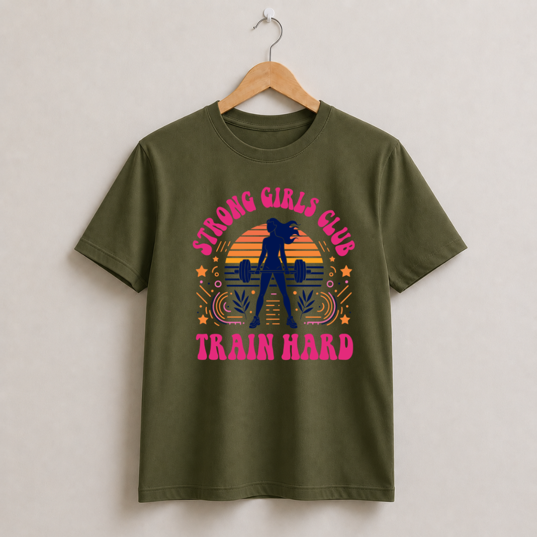 Strong Girls Club Train Hard Half Sleeve T-Shirt