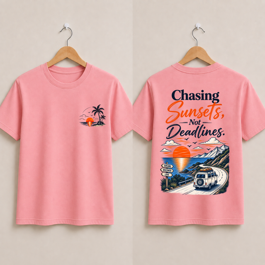 Chasing Sunsets Not Deadlines Half Sleeve T-Shirt