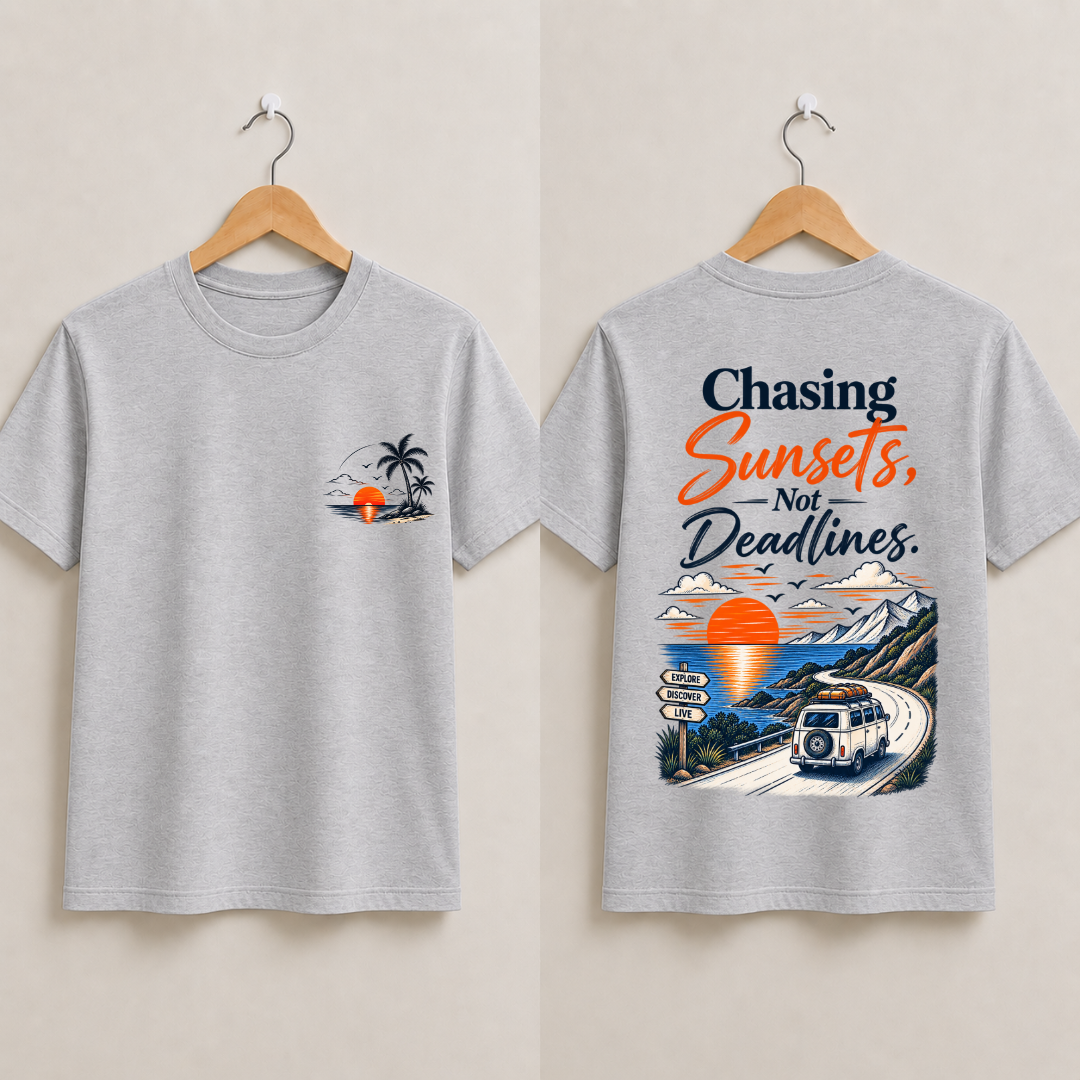 Chasing Sunsets Not Deadlines Half Sleeve T-Shirt