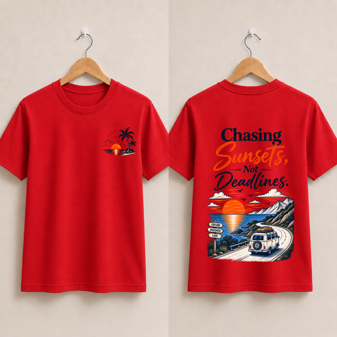 Chasing Sunsets Not Deadlines Half Sleeve T-Shirt