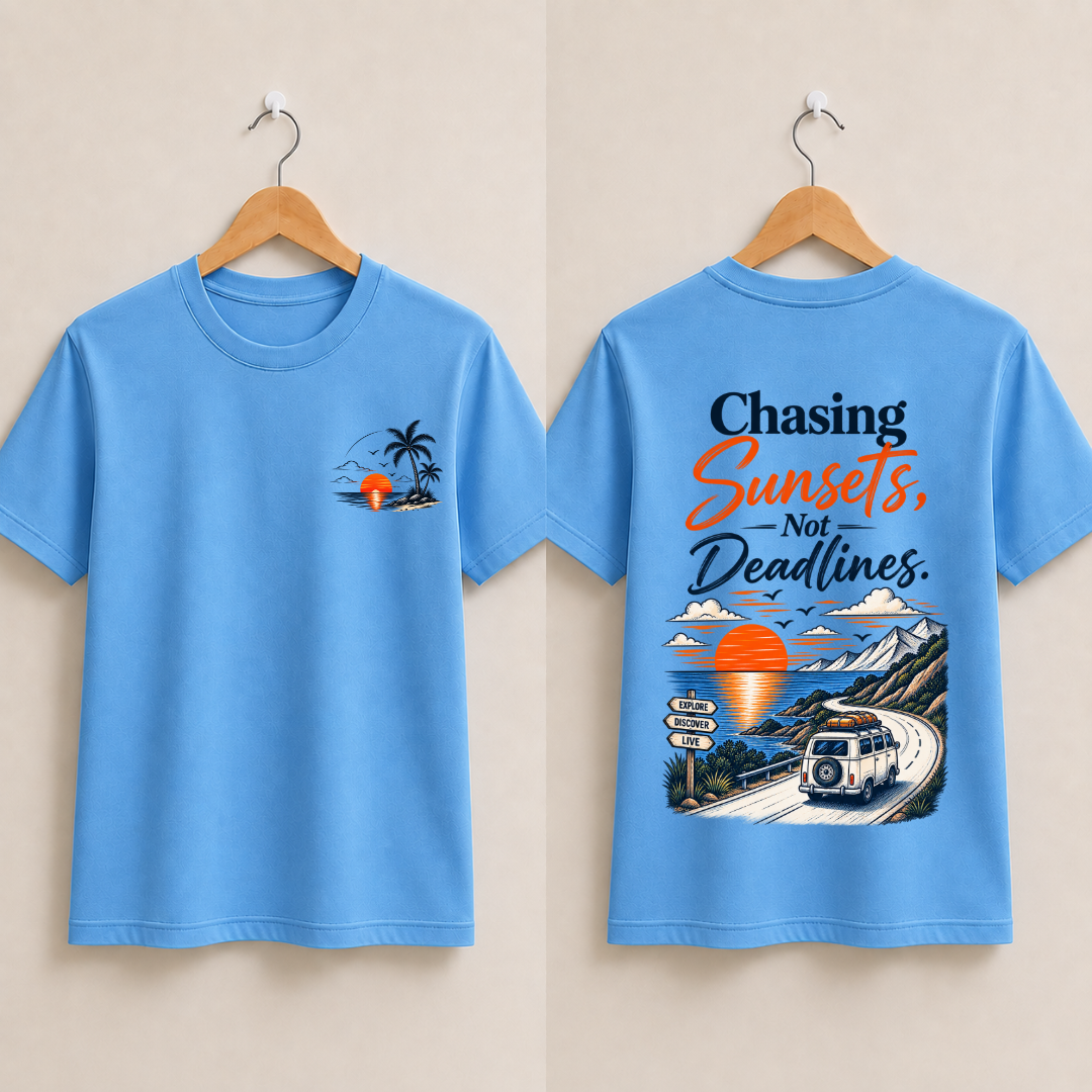 Chasing Sunsets Not Deadlines Half Sleeve T-Shirt