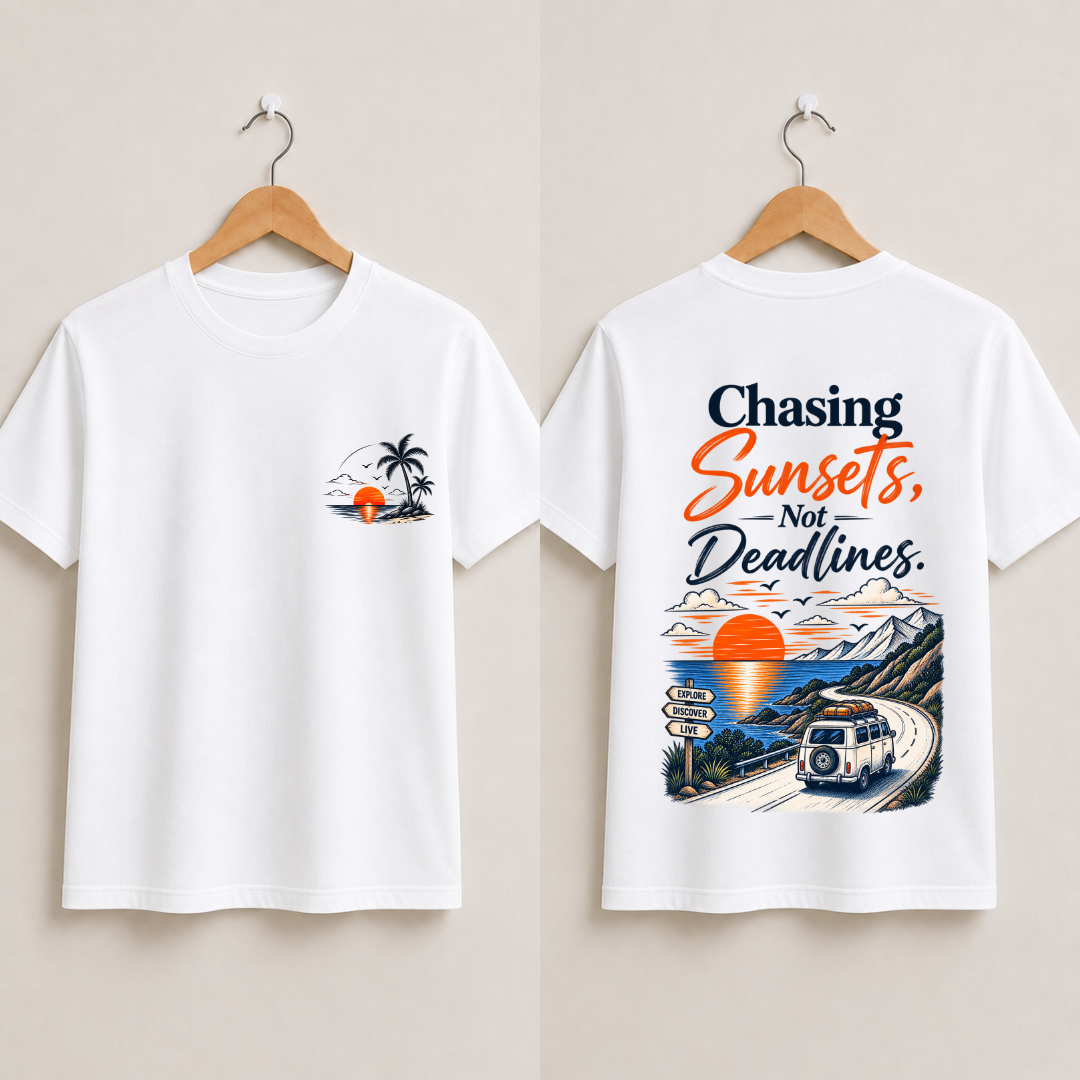 Chasing Sunsets Not Deadlines Half Sleeve T-Shirt