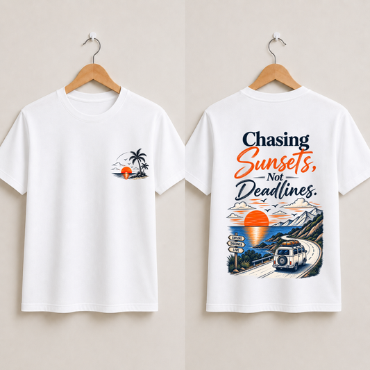 Chasing Sunsets Not Deadlines Half Sleeve T-Shirt