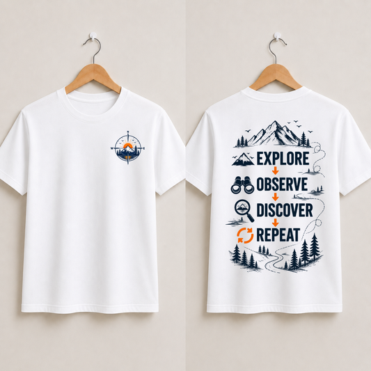 Explore.Observe.Discover.Repeat Half Sleeve T-Shirt